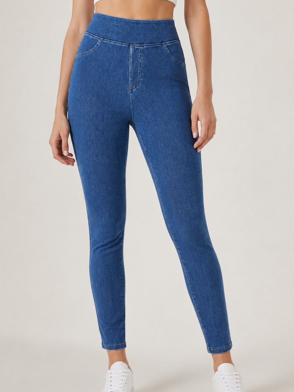 NWT HALARA Flex Denim Pull On Jeggings Blue Stretch High Rise Pants Small